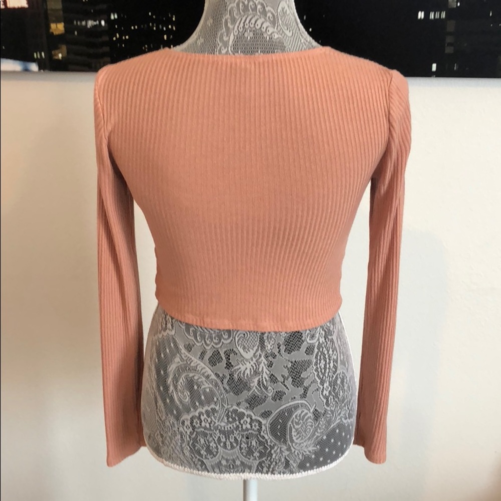 Pink Ribbed Crop Top - Picture 2 of 3